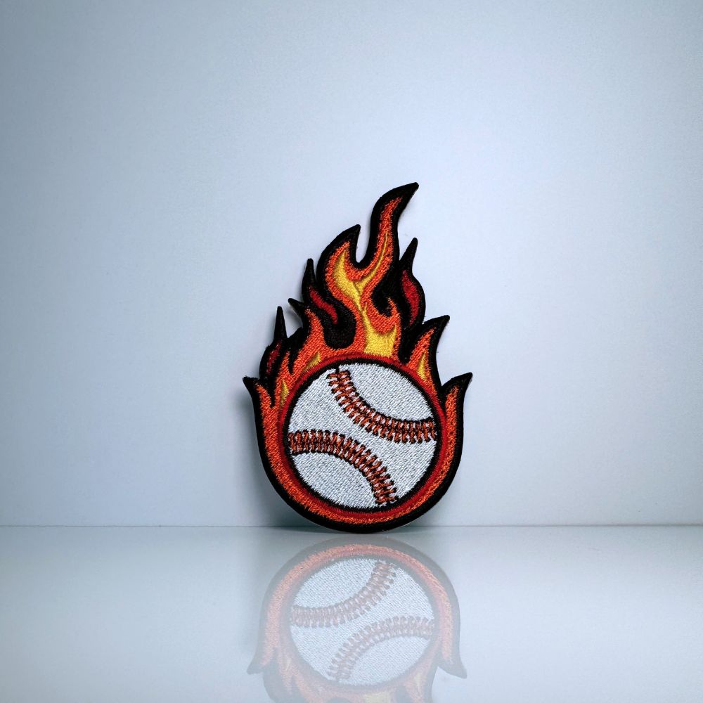 Flaming Baseball Patch